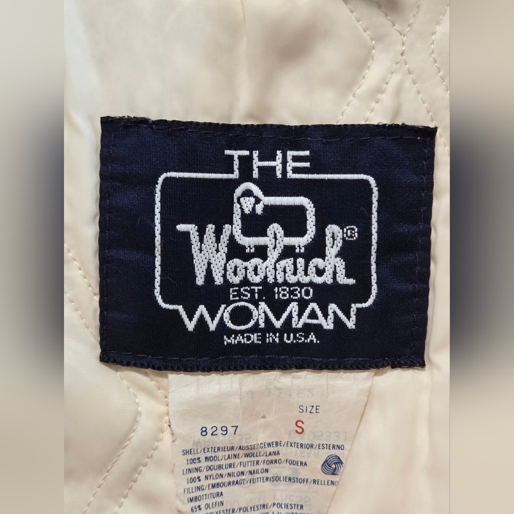 Woolrich Cream Vintage Quilted Wool Winter Coat - Picture 2 of 6